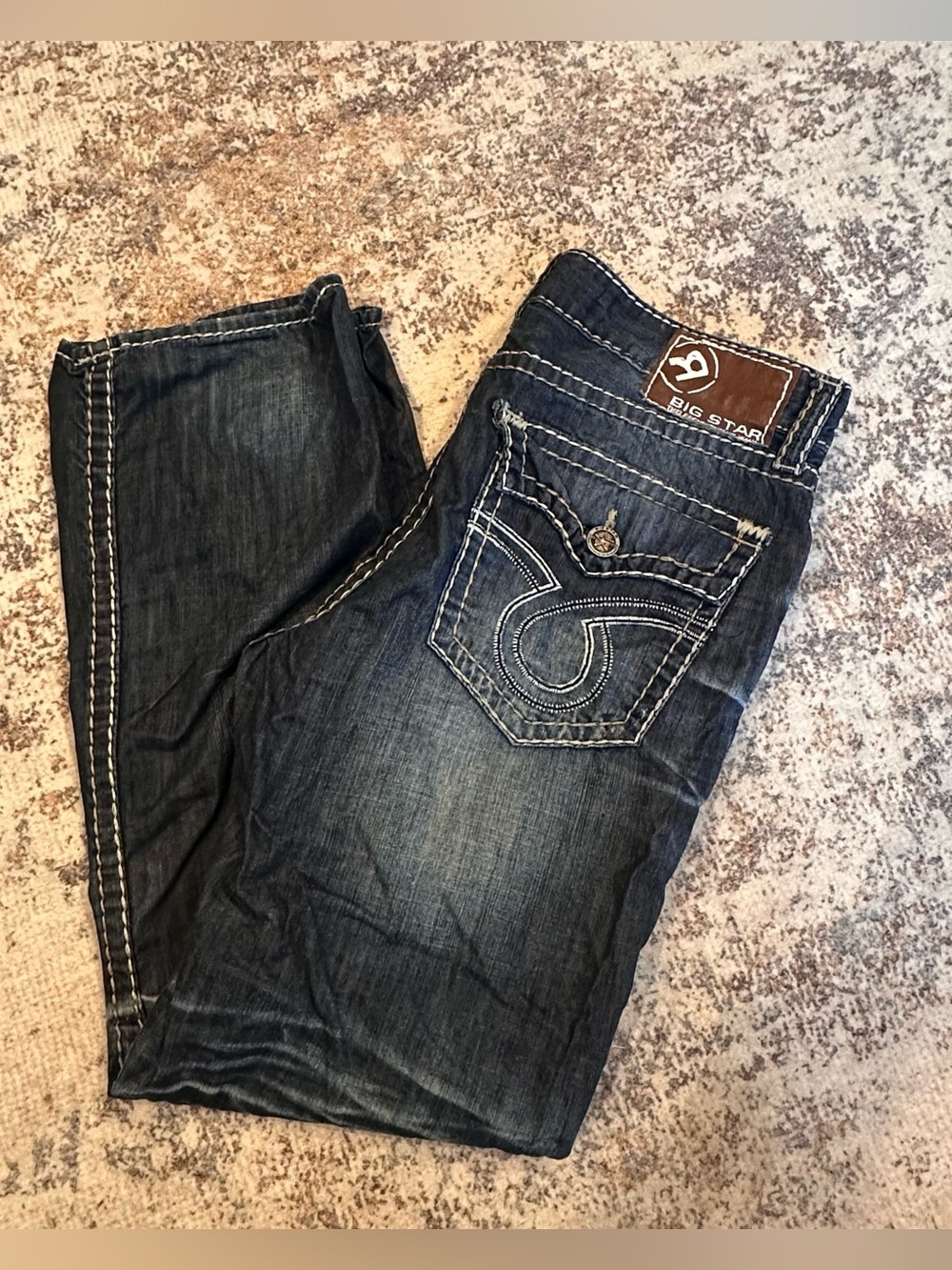 EUC Big Star Pioneer Jeans Men 36R Bootcut Dark Wash Y2K Western Buckle